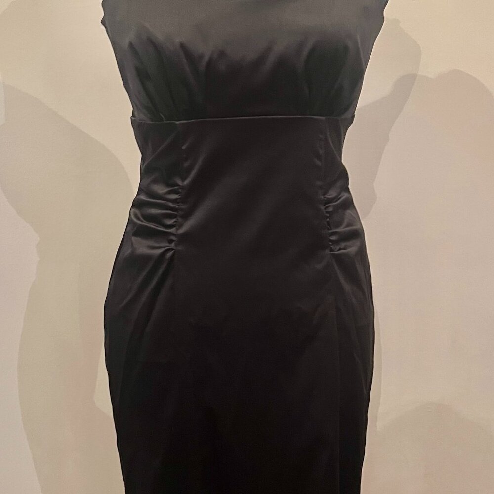 BCX Black Satin Sheath Dress